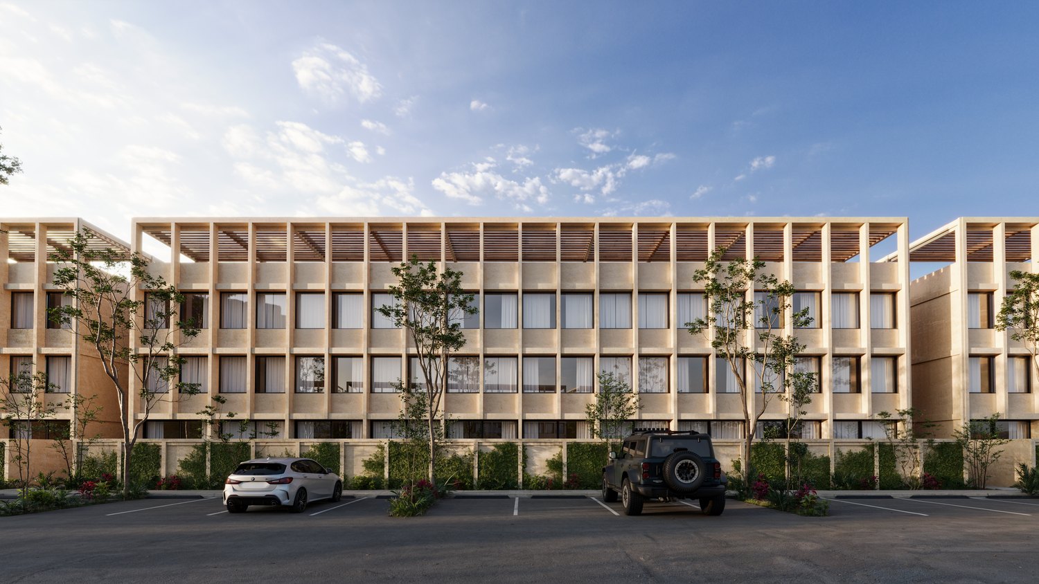 Fachada ilustrativa de departamentos XOOK